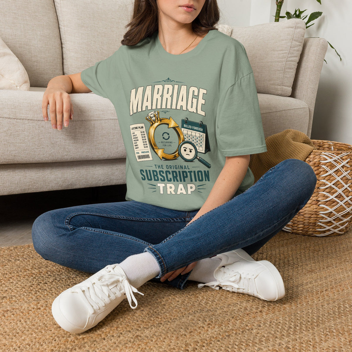 Marriage Subscription T-Shirt — Funny Ring & Bills Graphic Tee