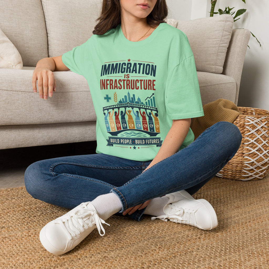 Immigration Is Infrastructure T-Shirt — Pro-Immigrant Advocacy Tee (Build People, Build Futures)