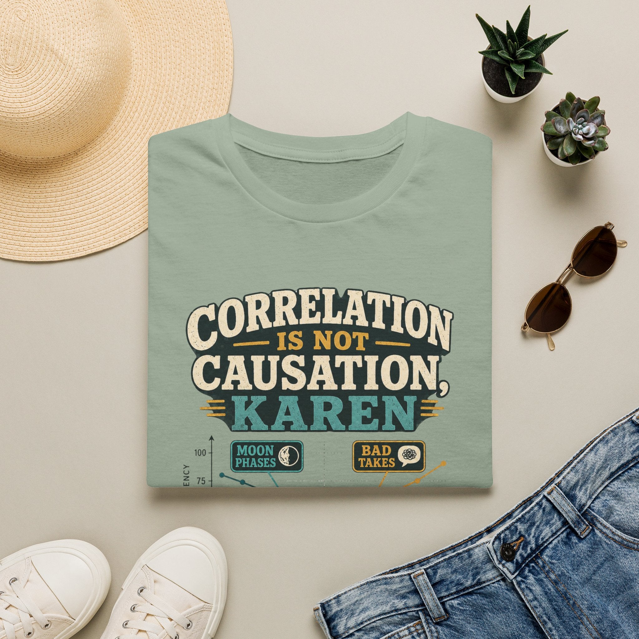 Correlation Is Not Causation Karen T-Shirt — Funny Science Meme Tee