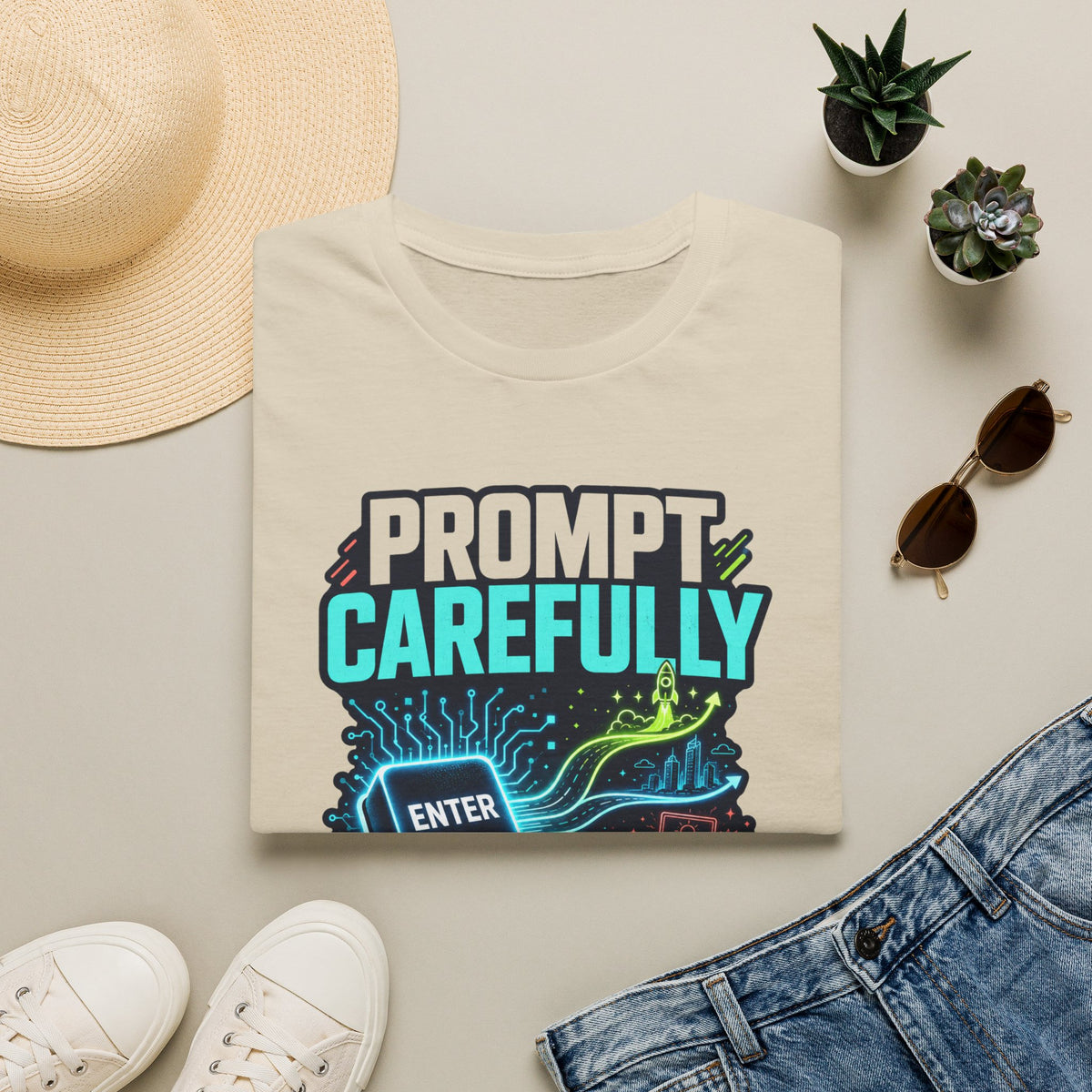 Prompt Carefully T-Shirt — "Prompt Carefully" AI Humor Tee