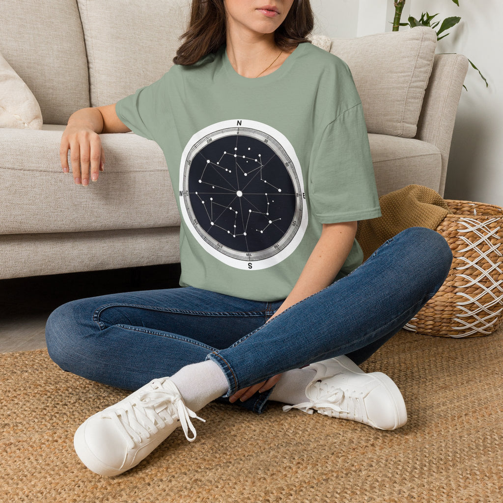 Constellation Compass T-Shirt — Night Sky Star Map Tee