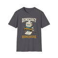 Democracy Vote T-Shirt — 'Democracy Becomes Homework' Vintage Civic Education Tee
