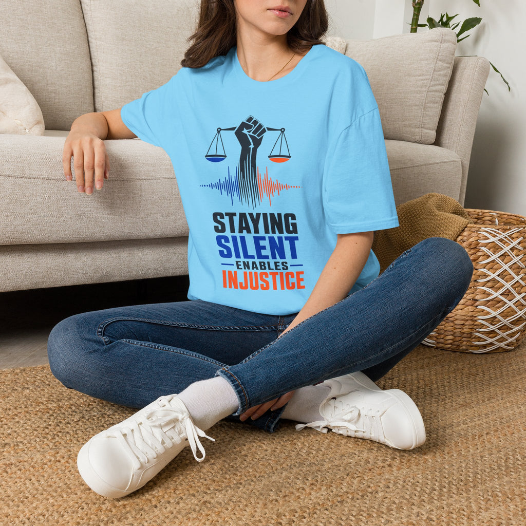 "Staying Silent Enables Injustice" Justice Fist Graphic Tee