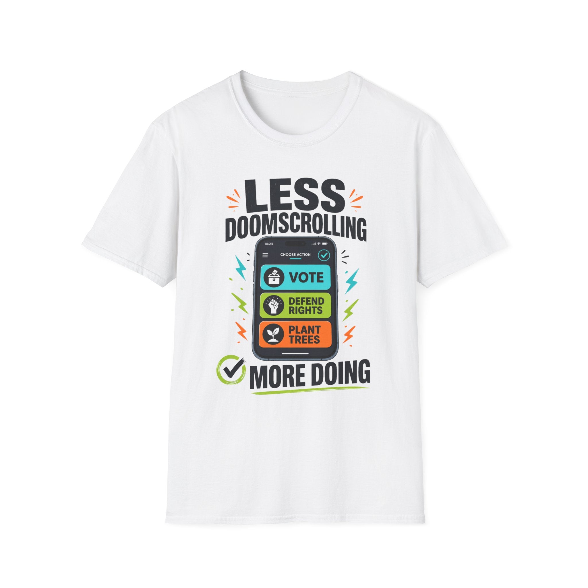 "Less Doomscrolling, More Doing" Motivational Graphic Tee