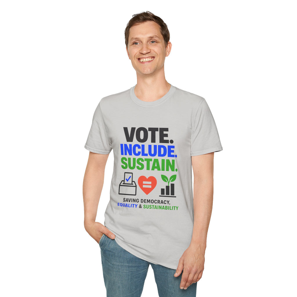 Vote. Include. Sustain. T-Shirt — Voter Rights, Inclusion & Sustainability Tee