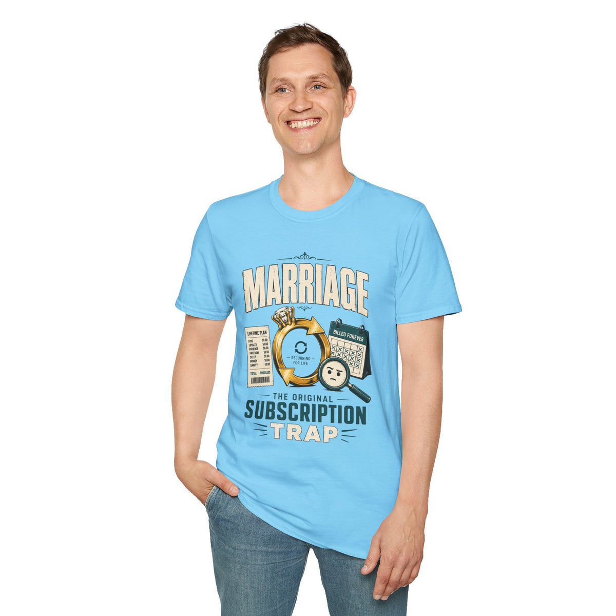 Marriage Subscription T-Shirt — Funny Ring & Bills Graphic Tee