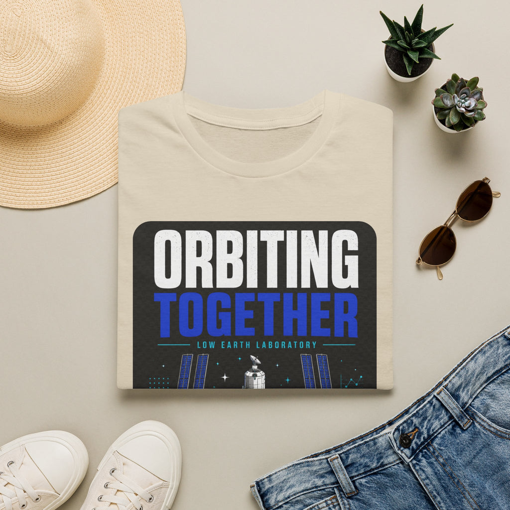 Orbiting Together T‑Shirt — Space Station Earth Graphic Tee