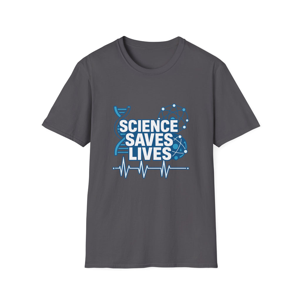Science Saves Lives T-Shirt — STEM DNA & Heartbeat Graphic Tee