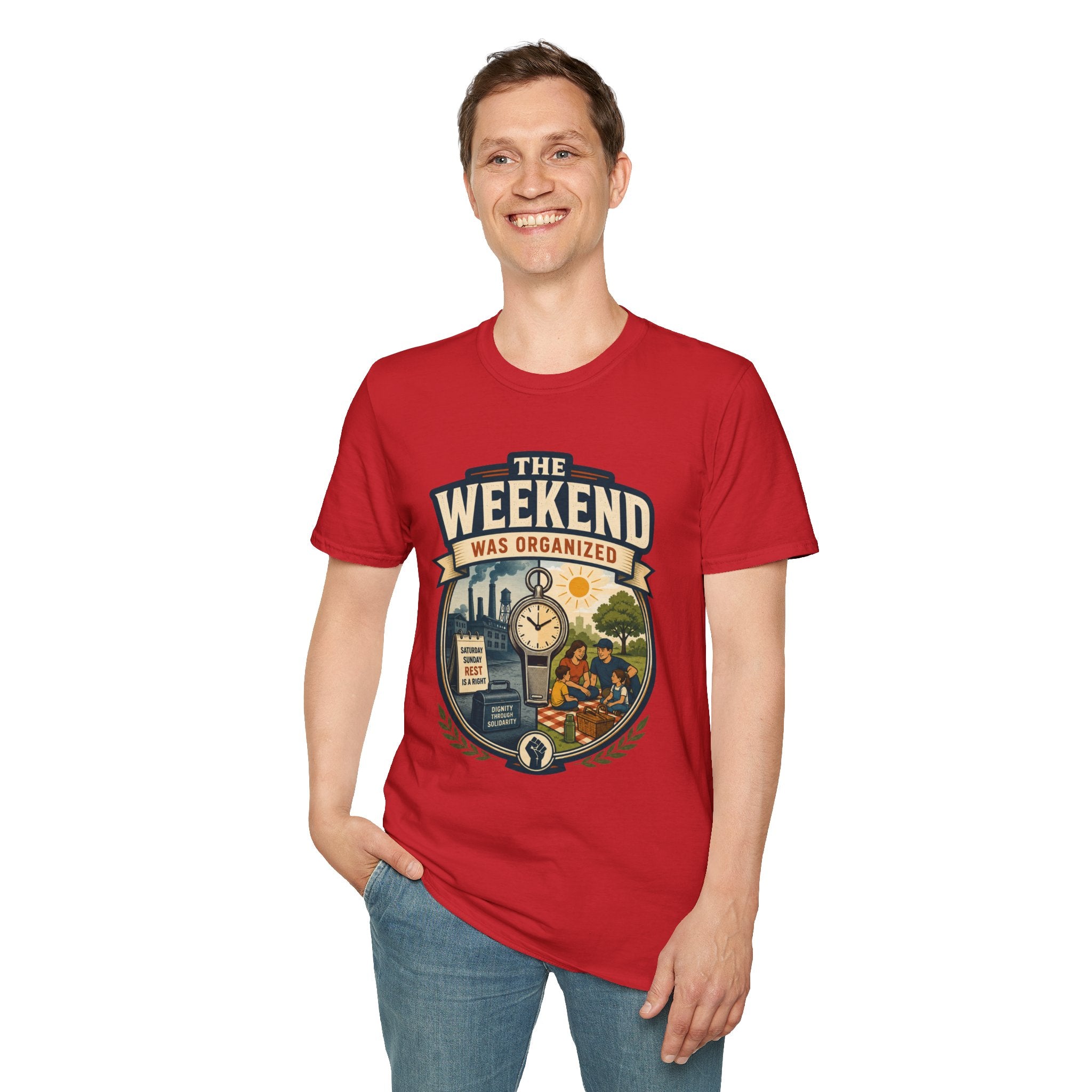 T-Shirt — "The Weekend Was Organized" Graphic Tee (Relaxed Retro Travel Vibe)