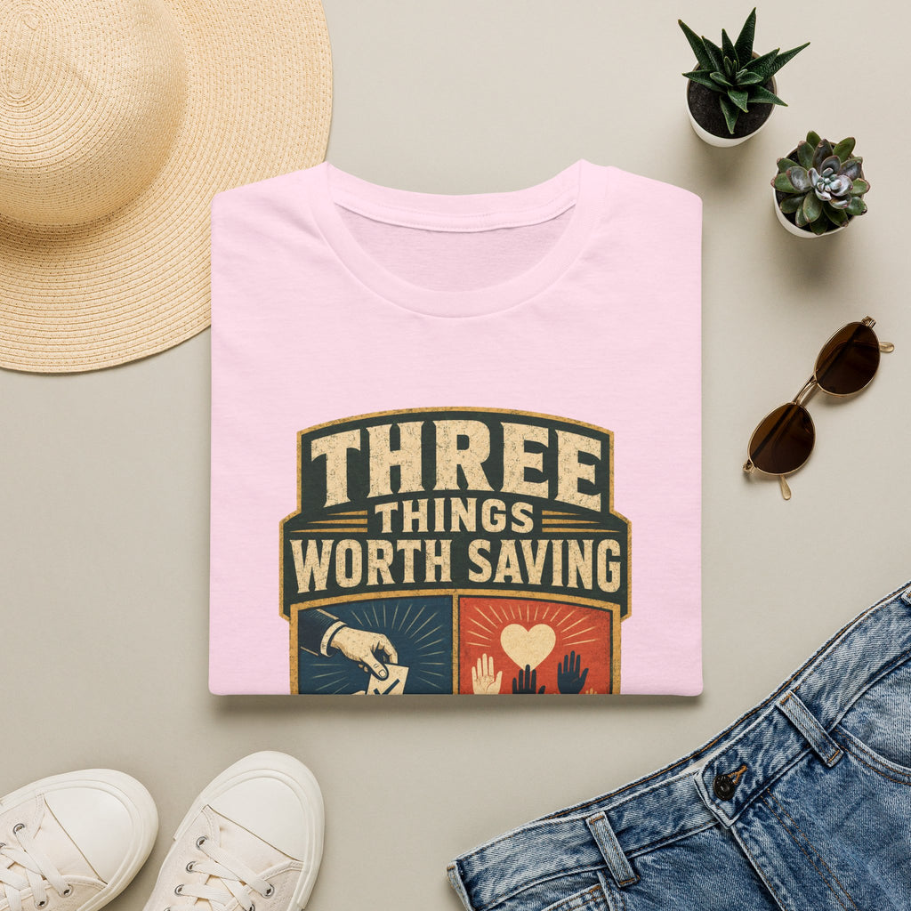 Three Things Worth Saving T‑Shirt — Vintage Rescue, Family & Values Graphic Tee