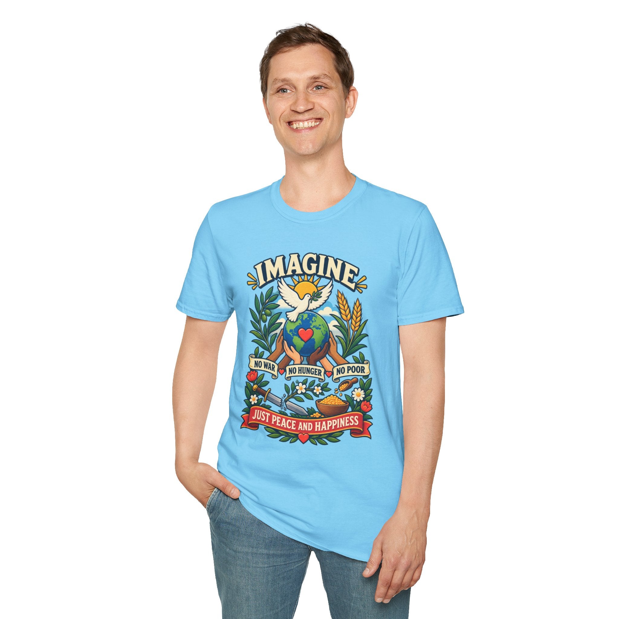 Imagine Peace T-Shirt — Dove, Earth & Plants Graphic Tee