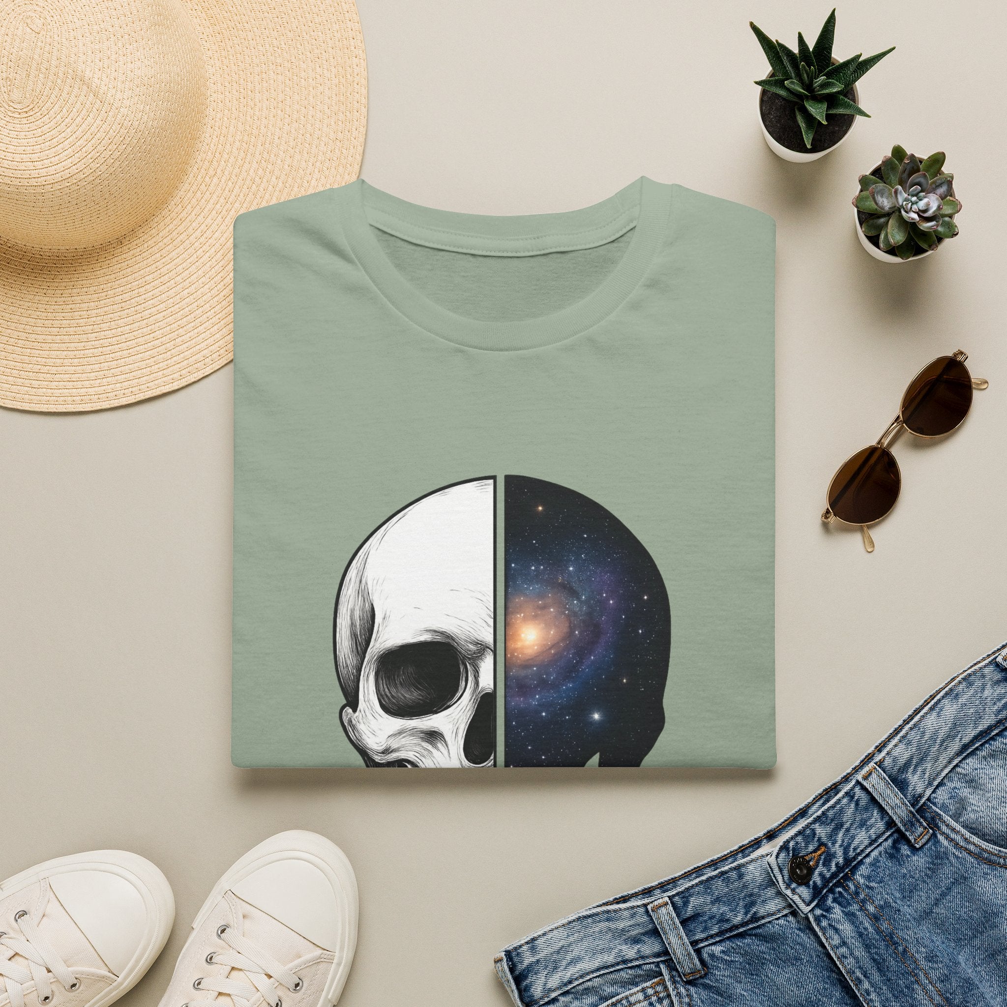 Skull & Galaxy T-Shirt — "Reason in a Silent Universe" Graphic Tee