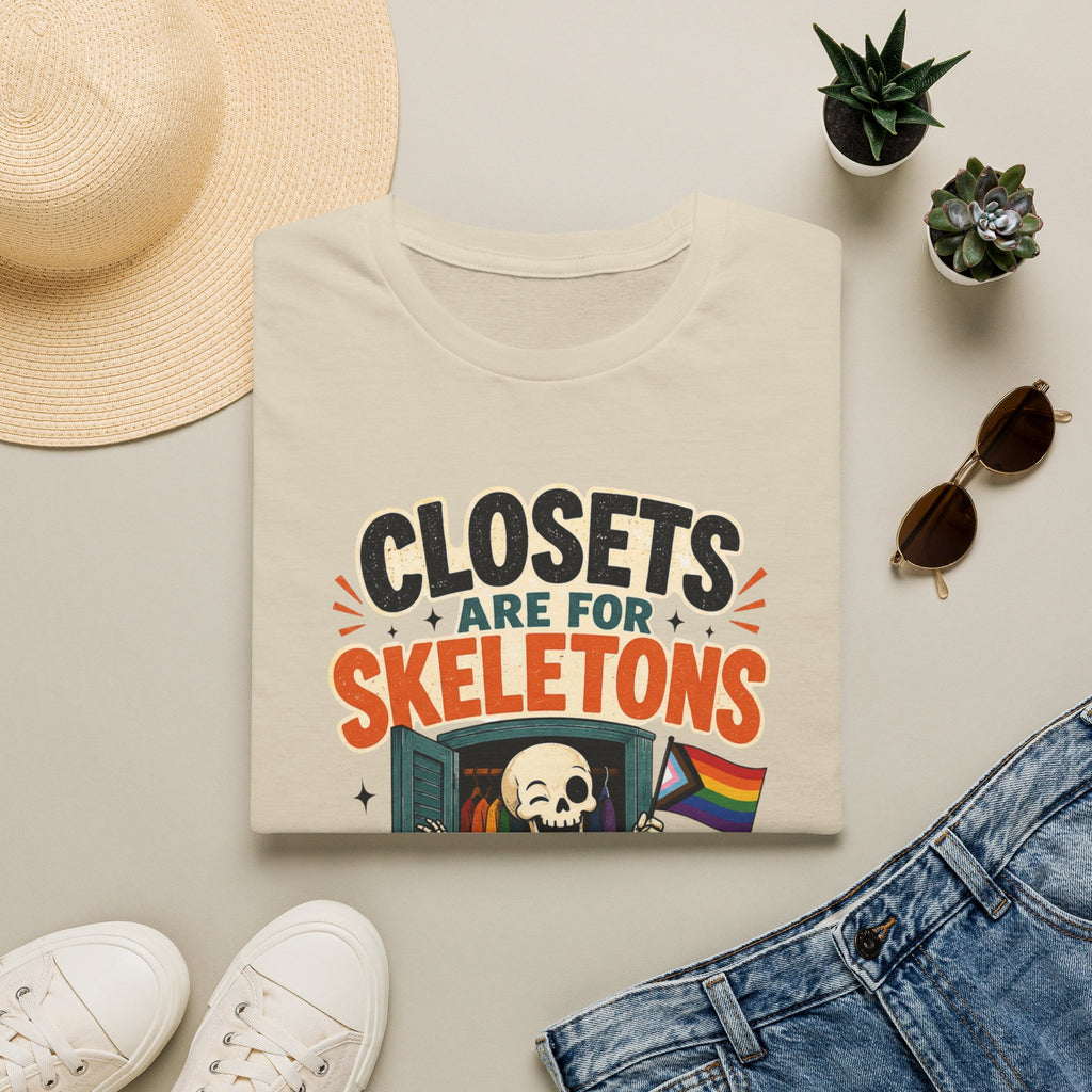 "Closets Are for Skeletons, Not People" Pride Graphic Tee