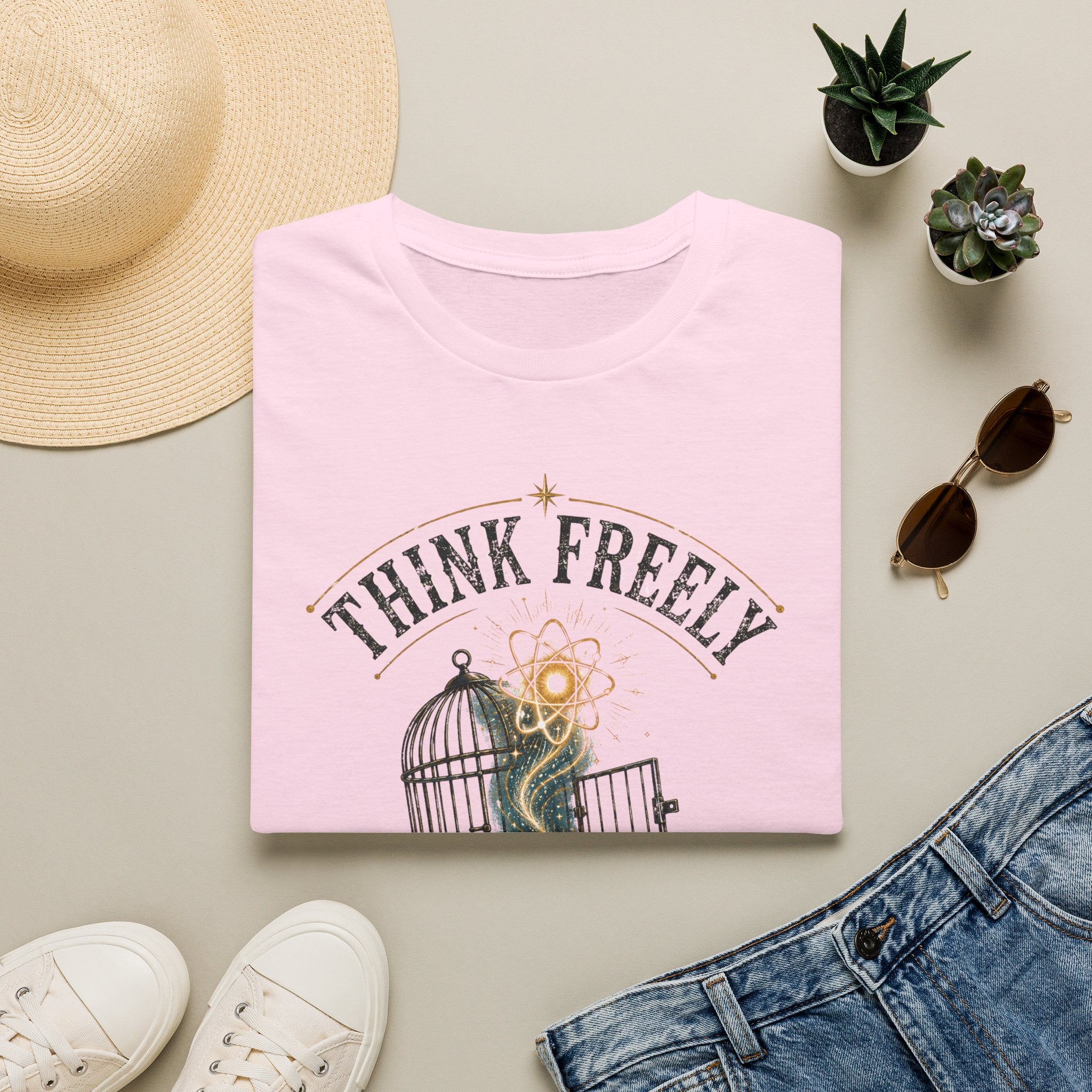 Think Freely T-Shirt — 'Test Everything' Inspirational Cage & Book Graphic Tee