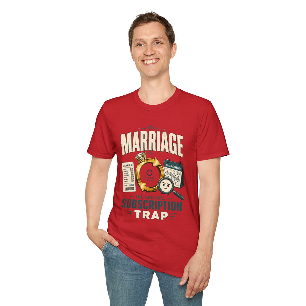 Marriage Subscription T-Shirt — Funny Ring & Bills Graphic Tee