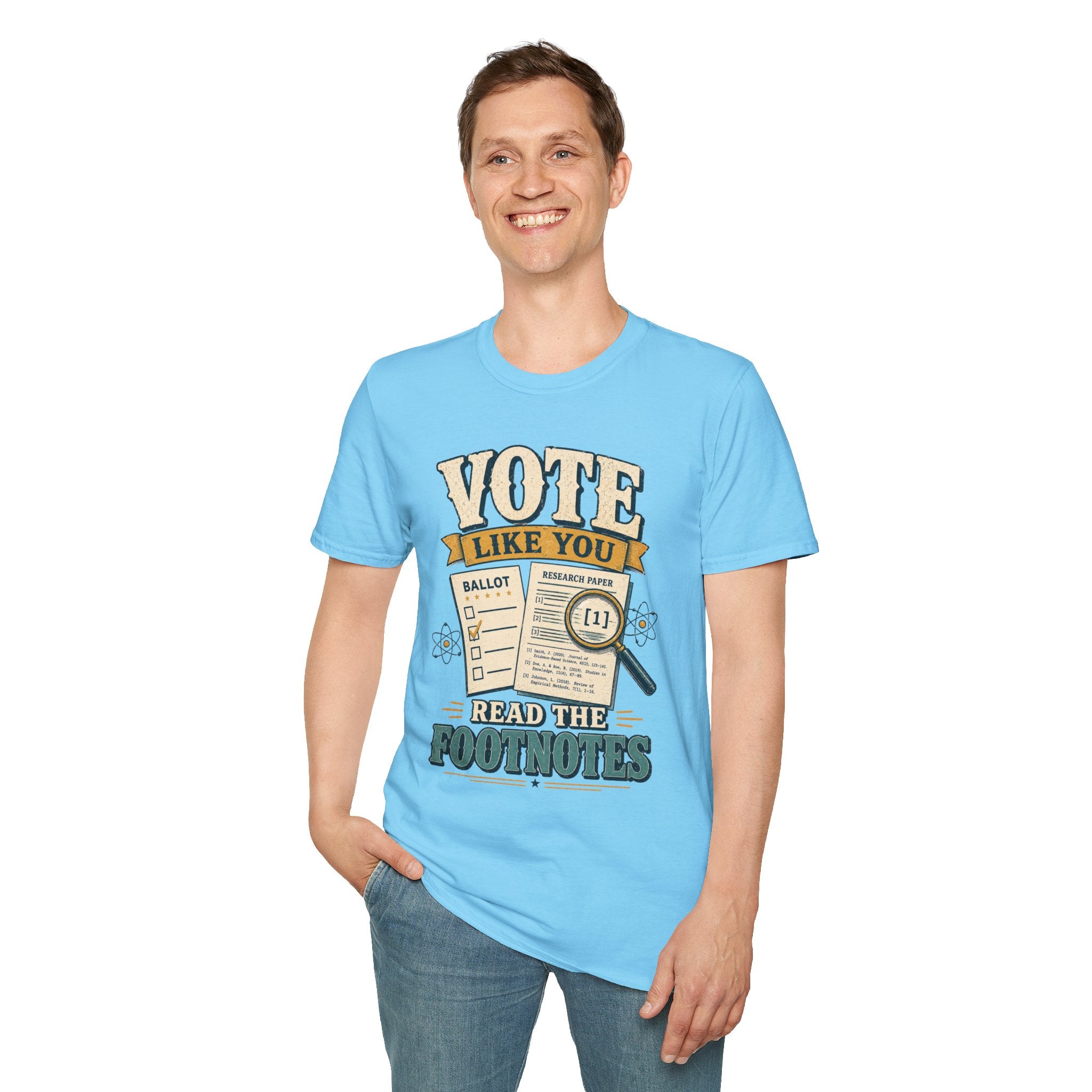 "Vote Like You Read the Footnotes" Vintage Voter Education Tee
