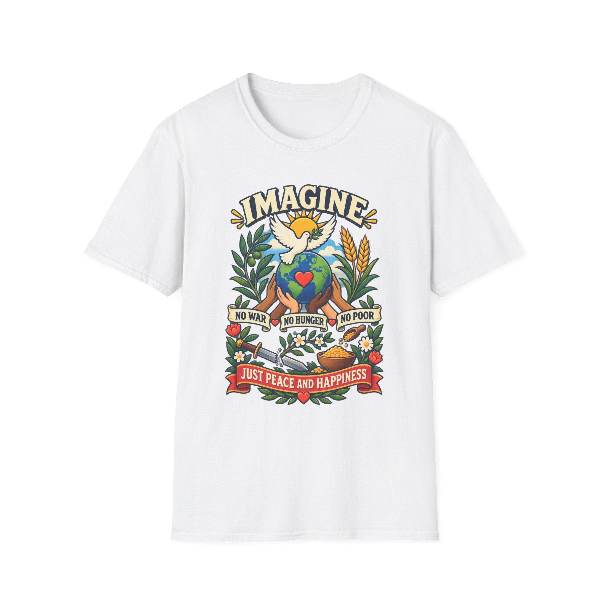 Imagine Peace T-Shirt — Dove, Earth & Plants Graphic Tee