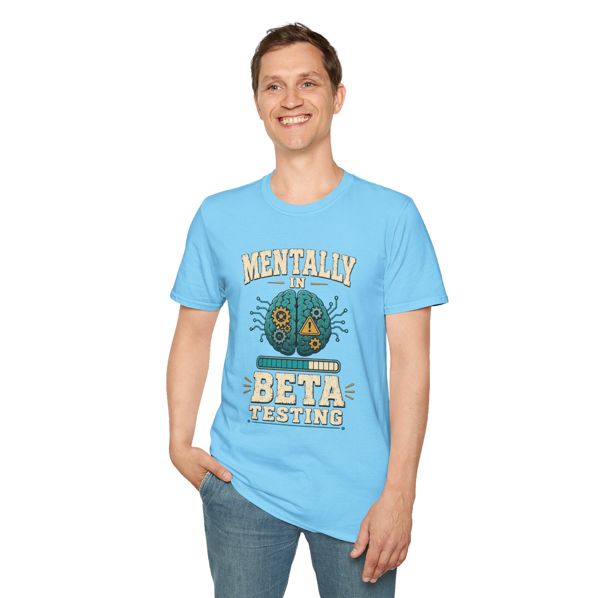"Mentally In Beta Testing" Retro Brain Graphic Tee