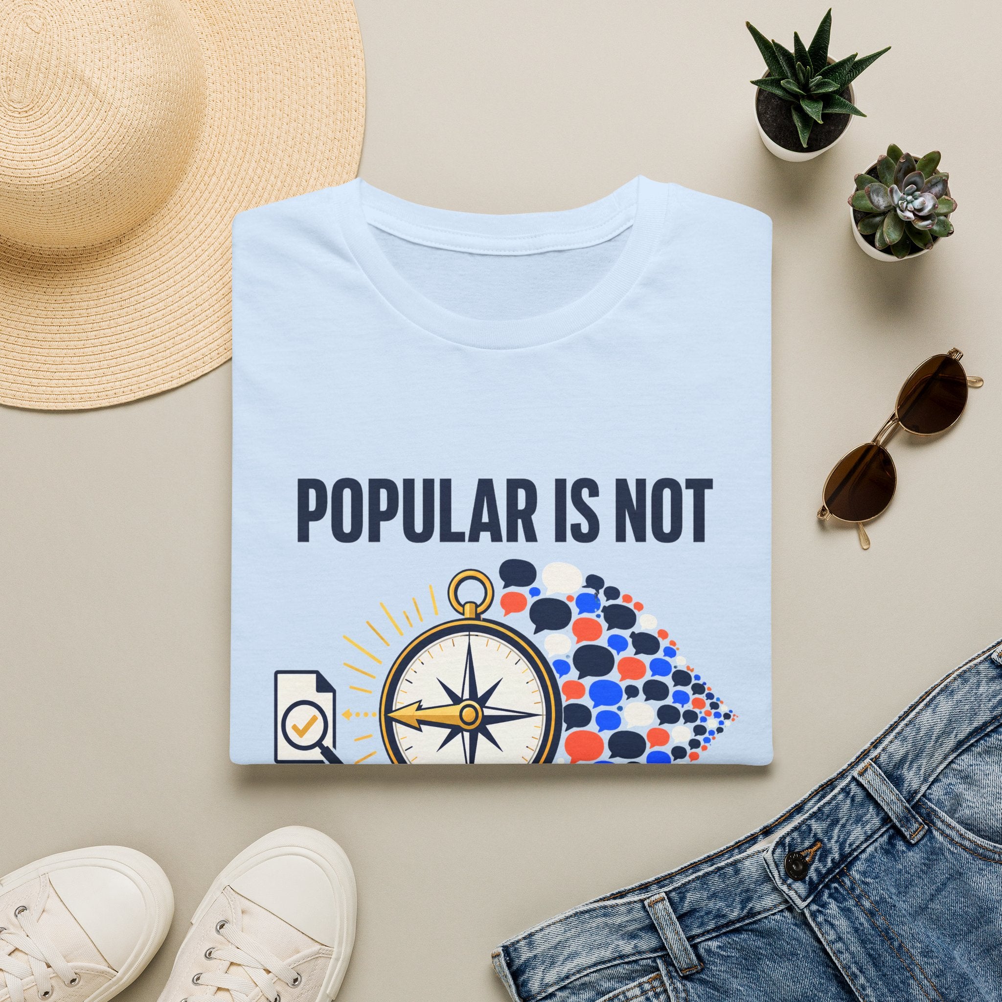 "Popular Is Not The Same As True" Compass Graphic Tee