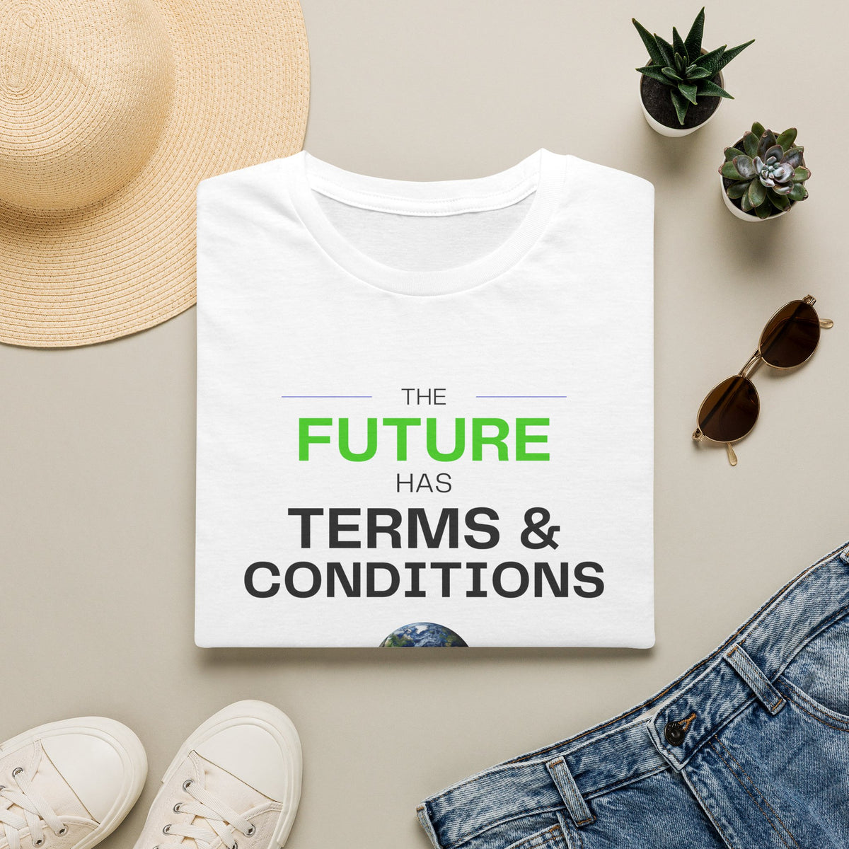 The Future Has Terms & Conditions T‑Shirt — Equality, Sustainability, Democracy Tee