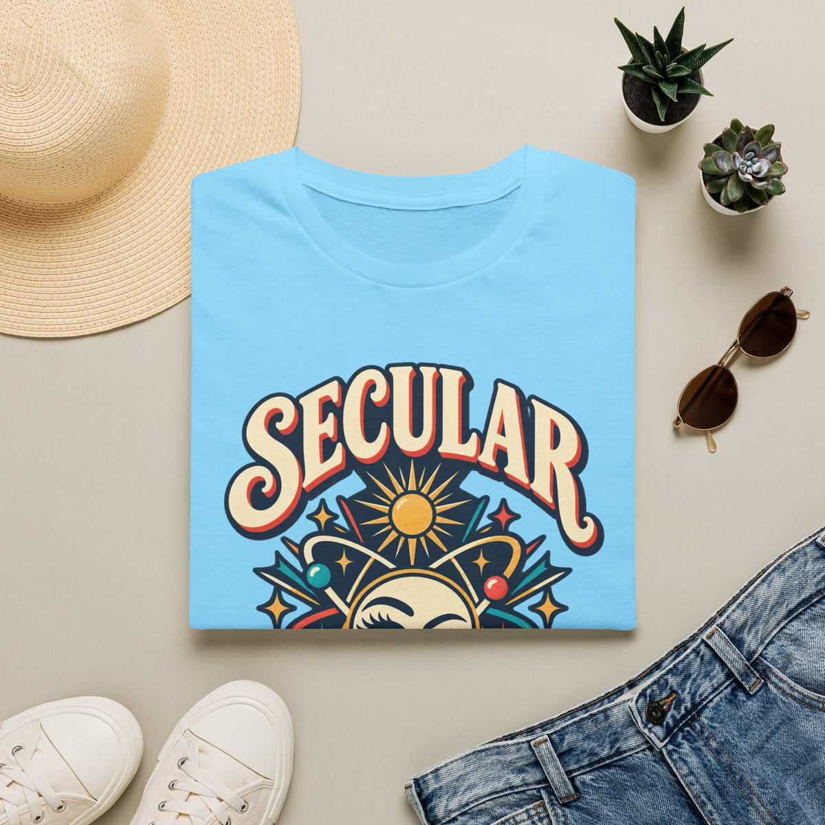 Secular Is Sexy T-Shirt — Retro Spiritual Sun Graphic Tee