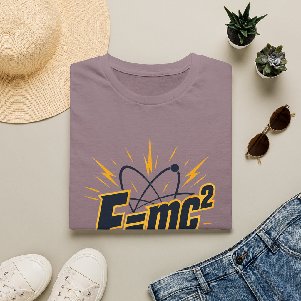 E=mc Atom Graphic T-Shirt — Retro Science Tee for Physics Lovers
