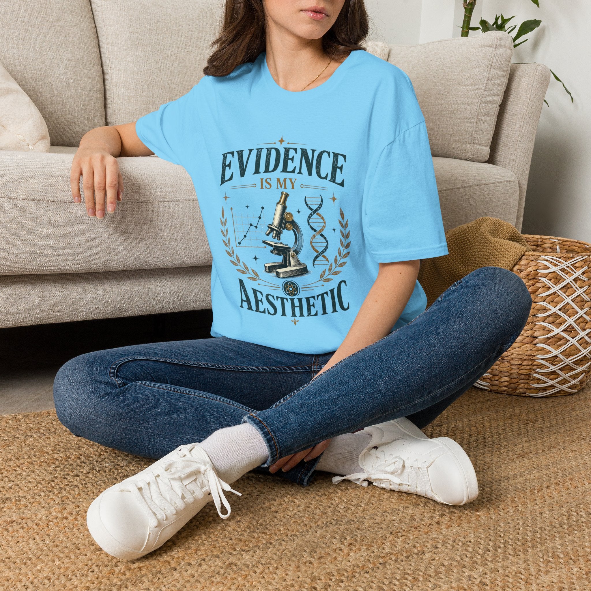 Evidence Is My Aesthetic T-Shirt — Science Lover Microscope DNA Tee