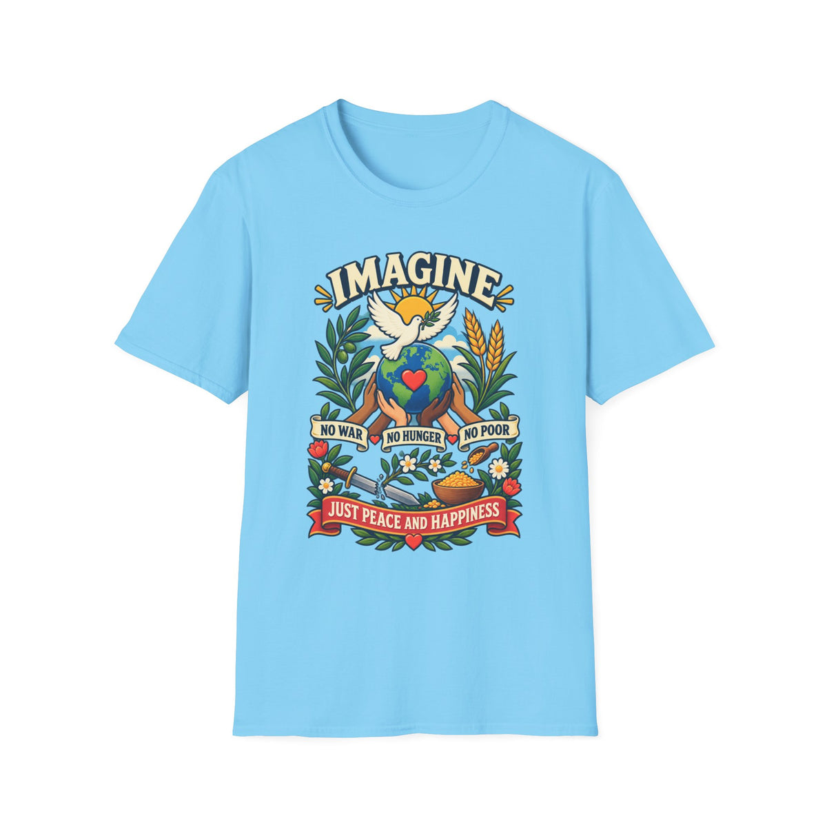 Imagine Peace T-Shirt — Dove, Earth & Plants Graphic Tee