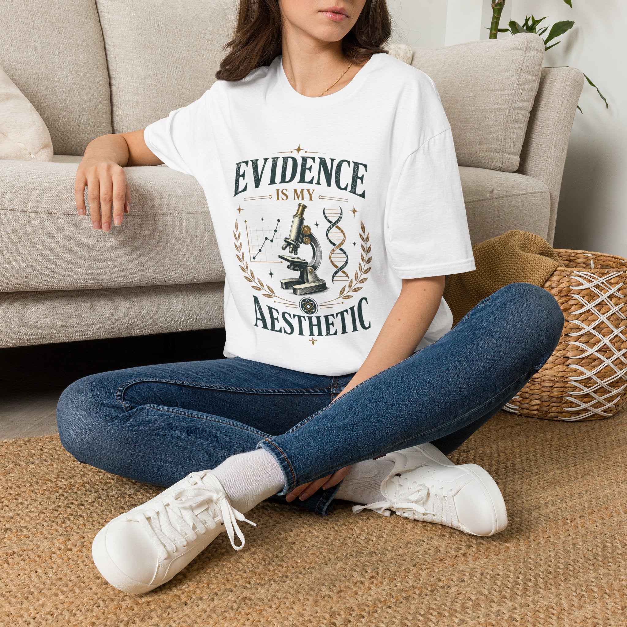 Evidence Is My Aesthetic T-Shirt — Science Lover Microscope DNA Tee