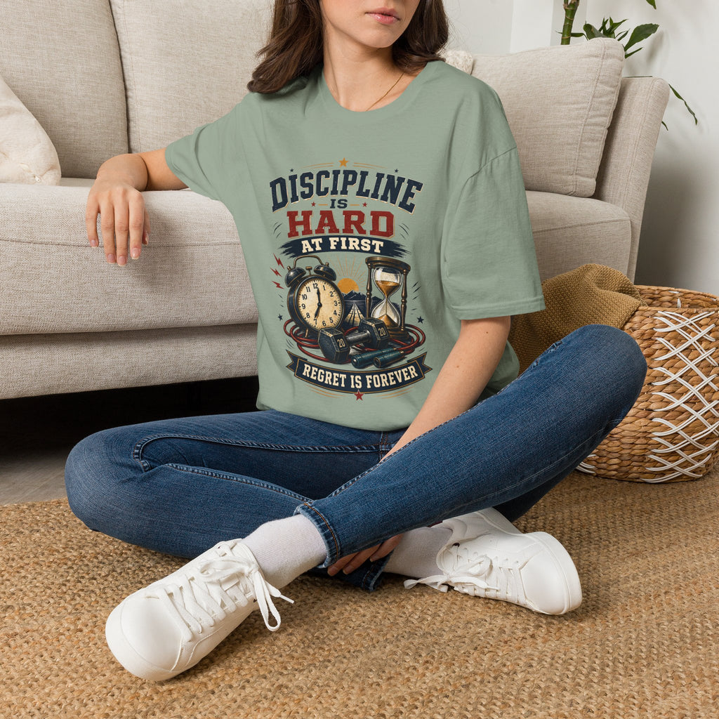 Discipline Is Hard At First T-Shirt — Motivational Timepiece Graphic Tee