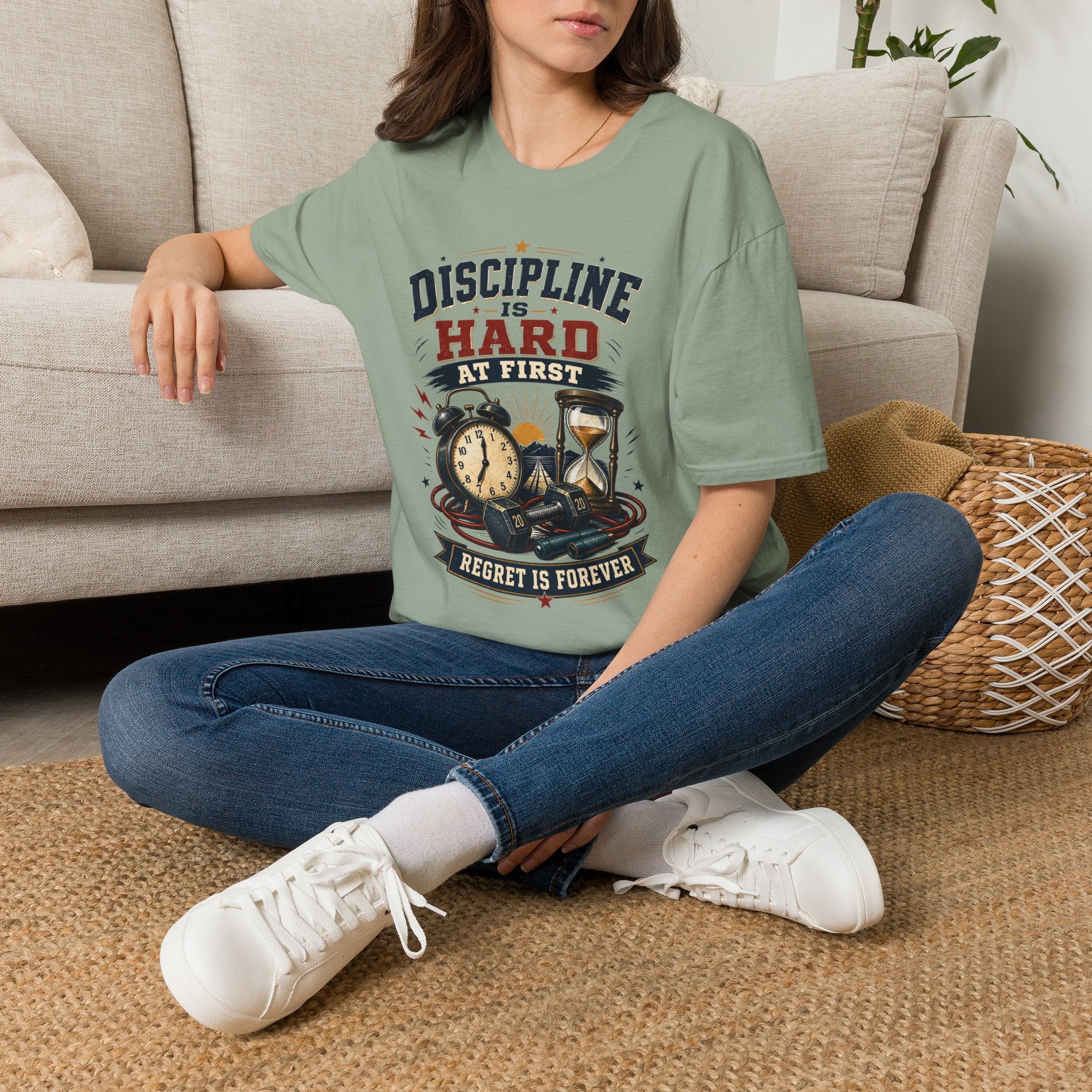 Discipline Is Hard At First T-Shirt — Motivational Timepiece Graphic Tee