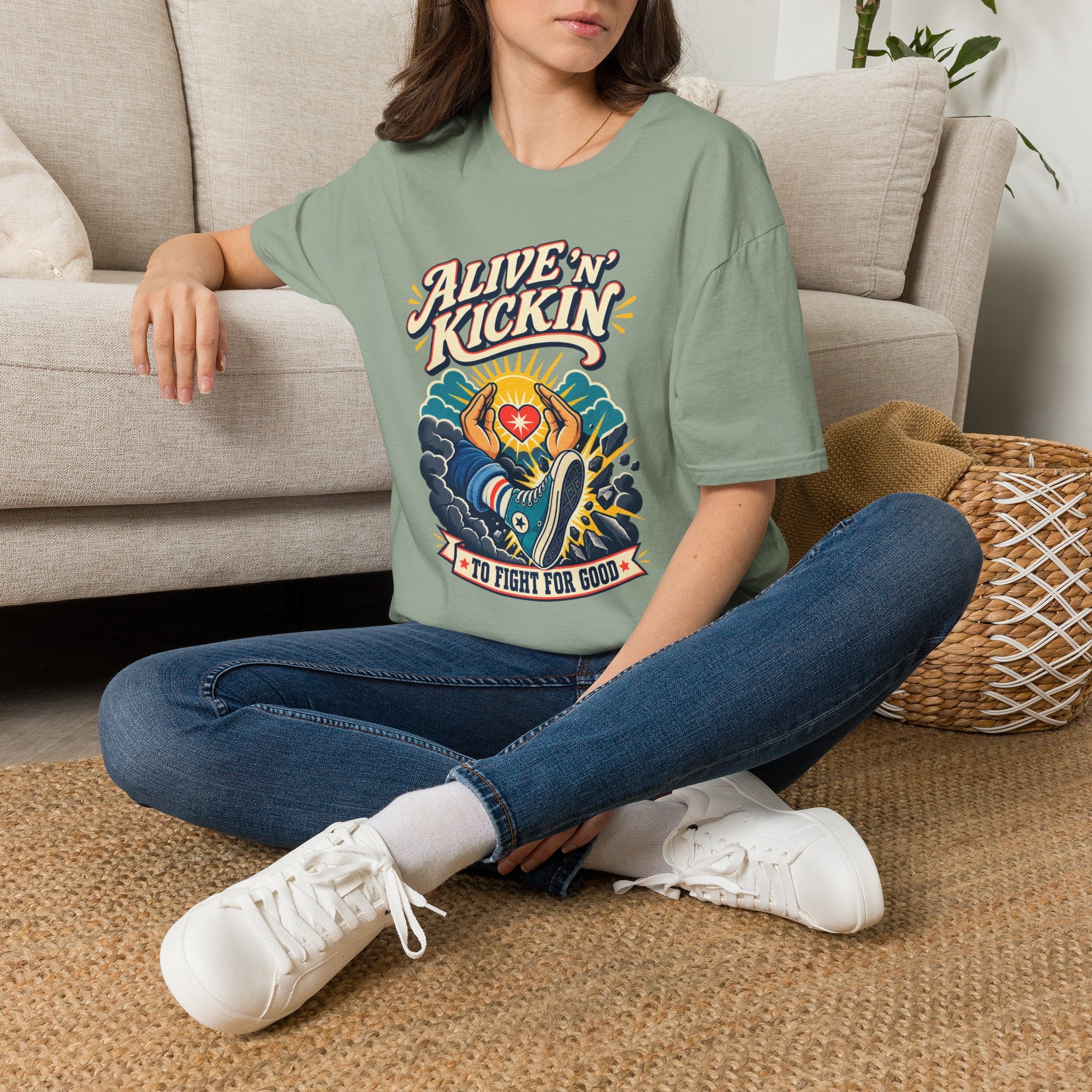 Alive 'N Kickin' Graphic T-Shirt — Retro Sunshine Inspirational Tee