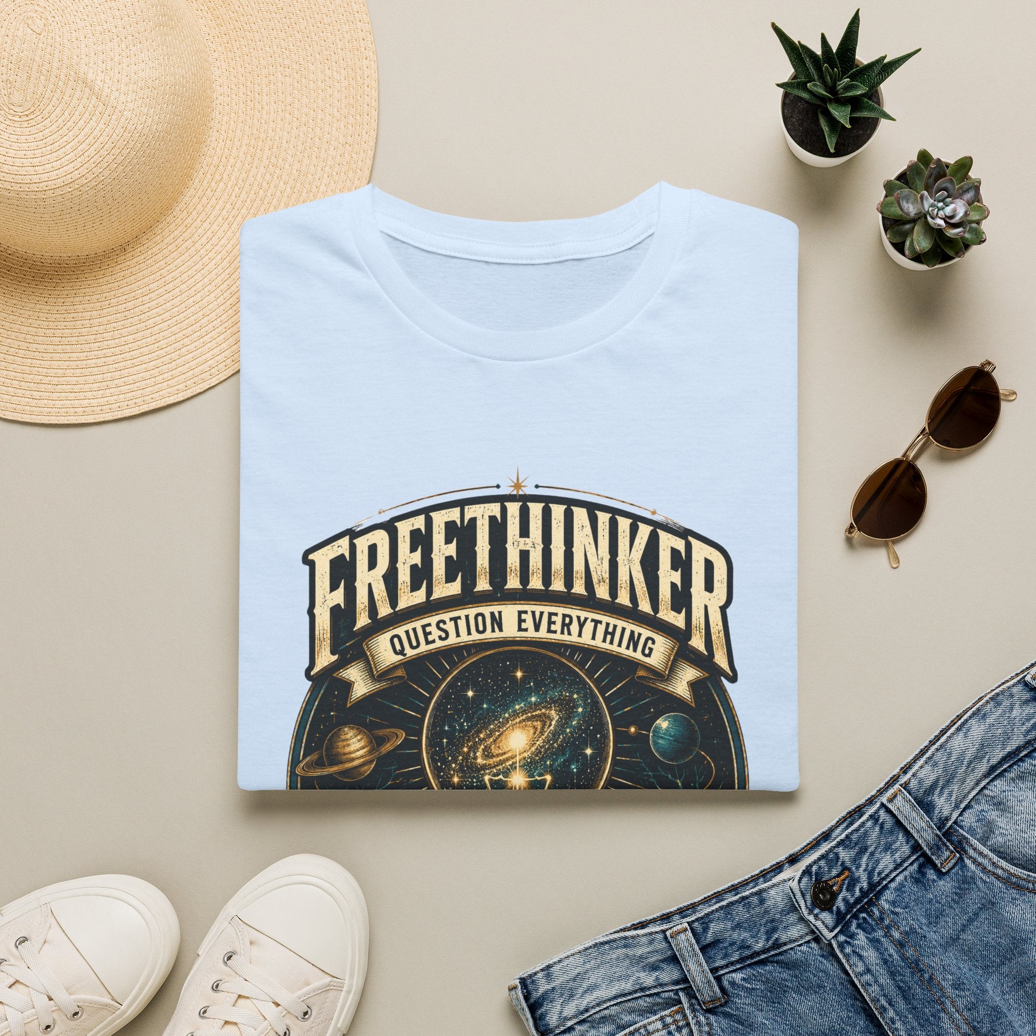 Freethinker Graphic T-Shirt — "Question Everything" Lightbulb Design