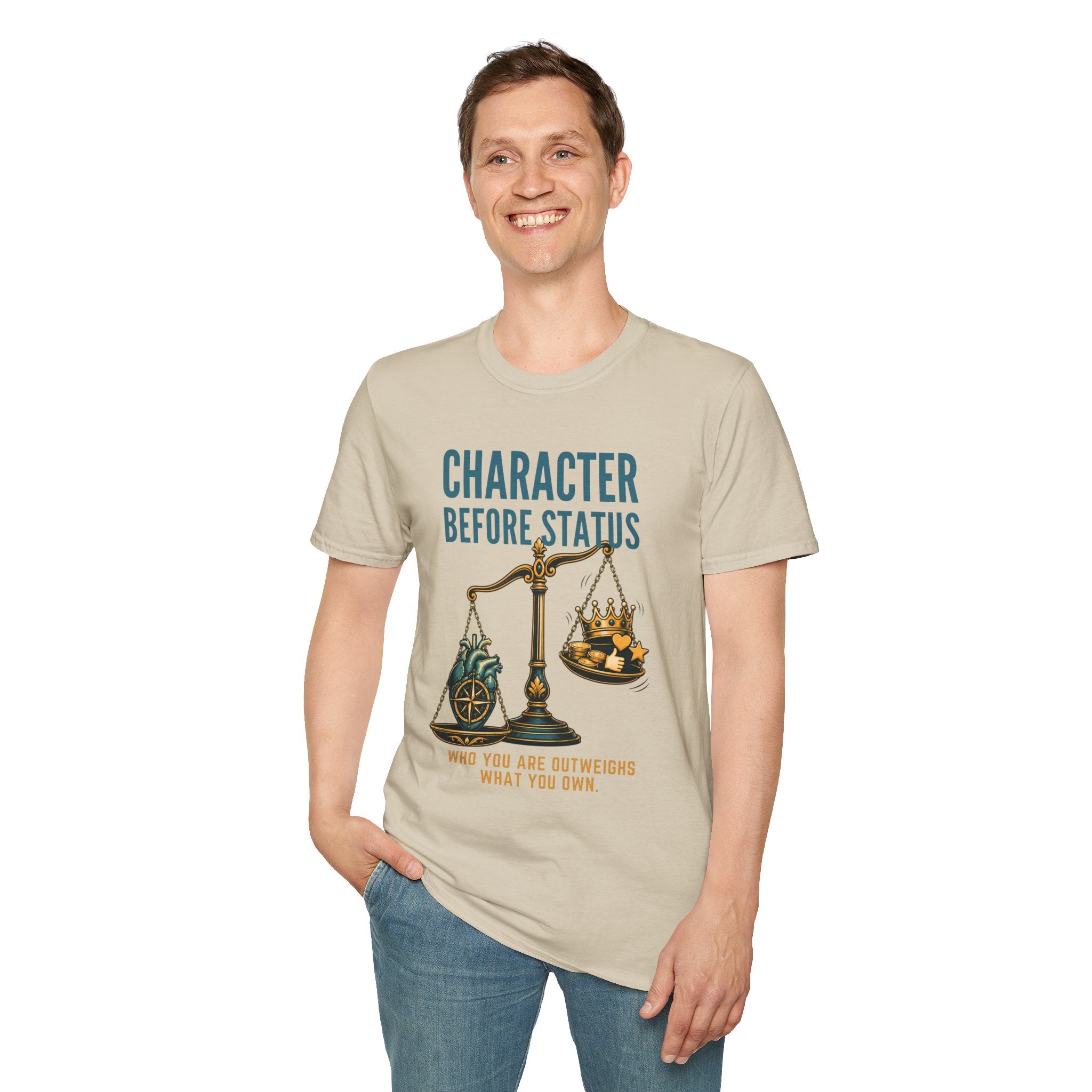 Character Before Status T-Shirt — Scales & Crown Inspirational Graphic Tee