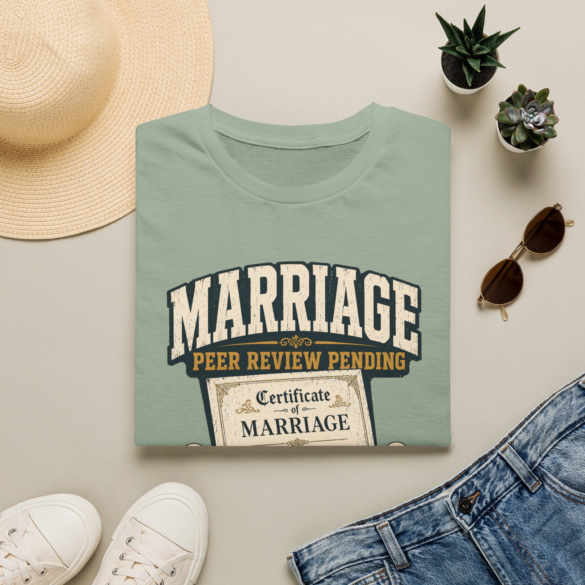Marriage 'Peer Review Pending' T‑Shirt – Funny Engagement/Bridal Shower Tee