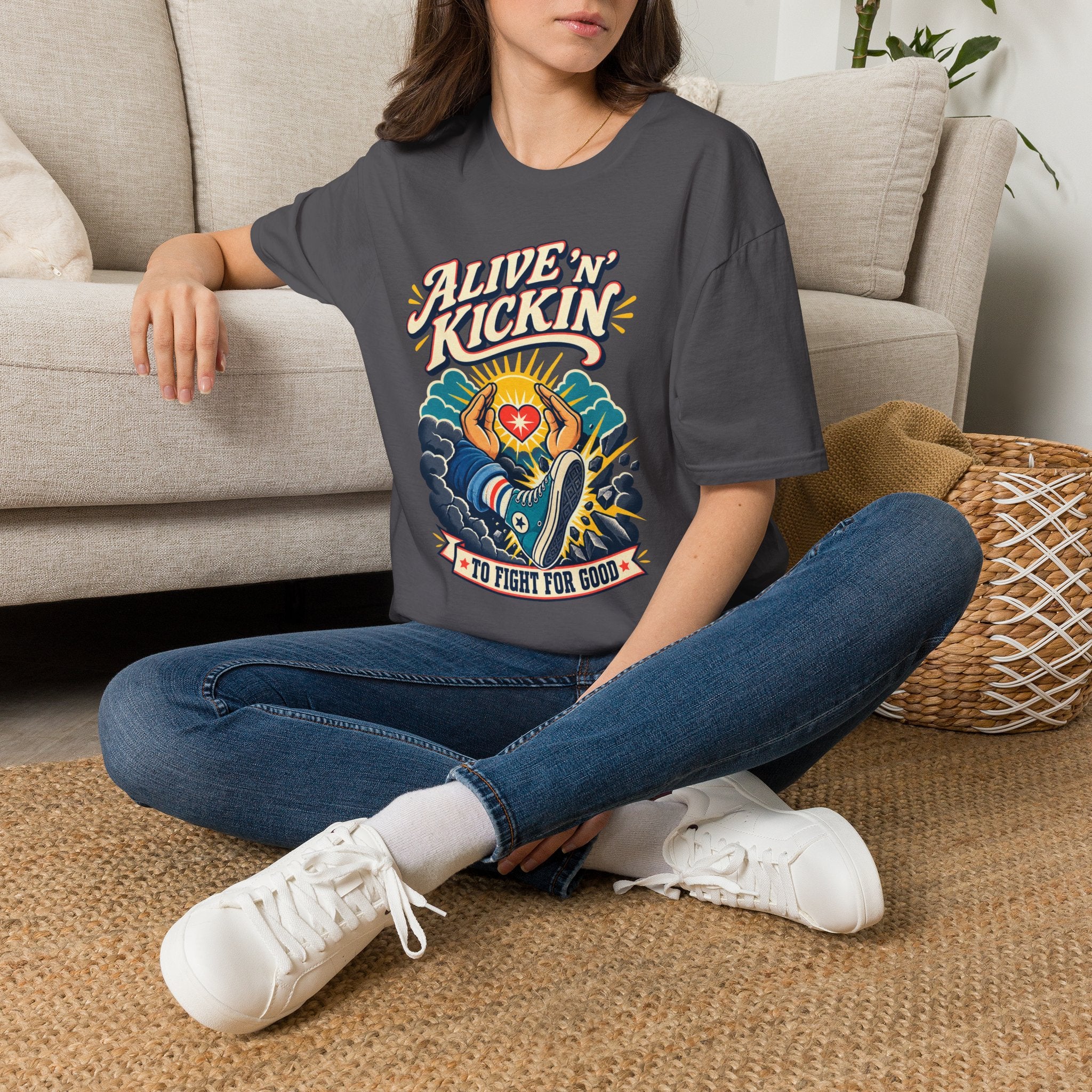 Alive 'N Kickin' Graphic T-Shirt — Retro Sunshine Inspirational Tee