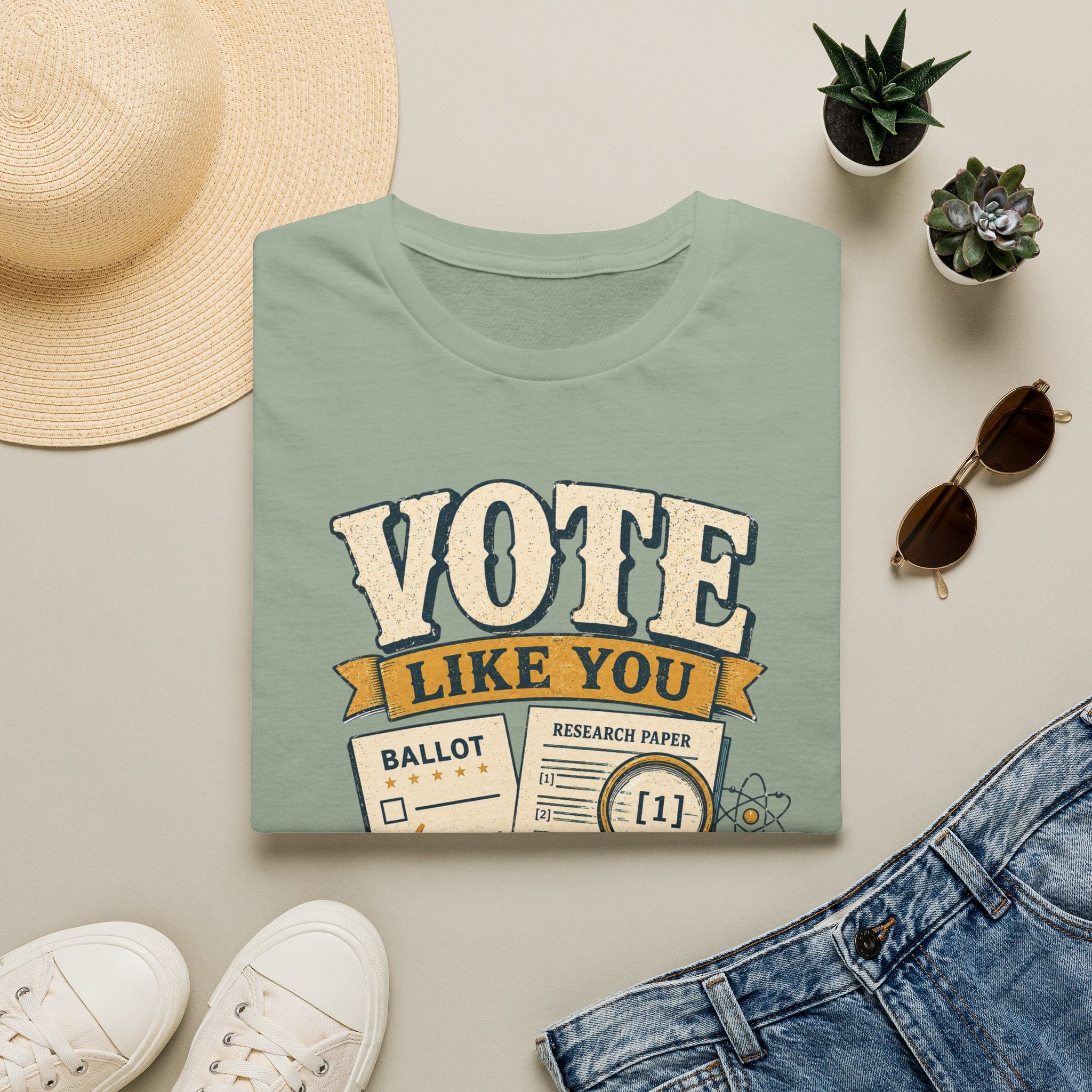 "Vote Like You Read the Footnotes" Vintage Voter Education Tee