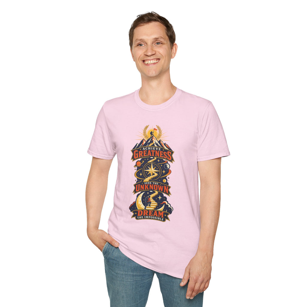 Achieve Greatness Graphic T-Shirt — Inspirational Mountain Adventure Design