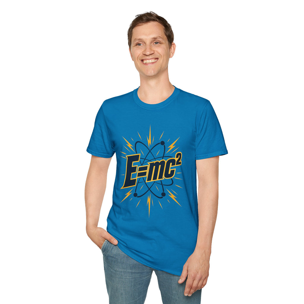 E=mc Atom Graphic T-Shirt — Retro Science Tee for Physics Lovers
