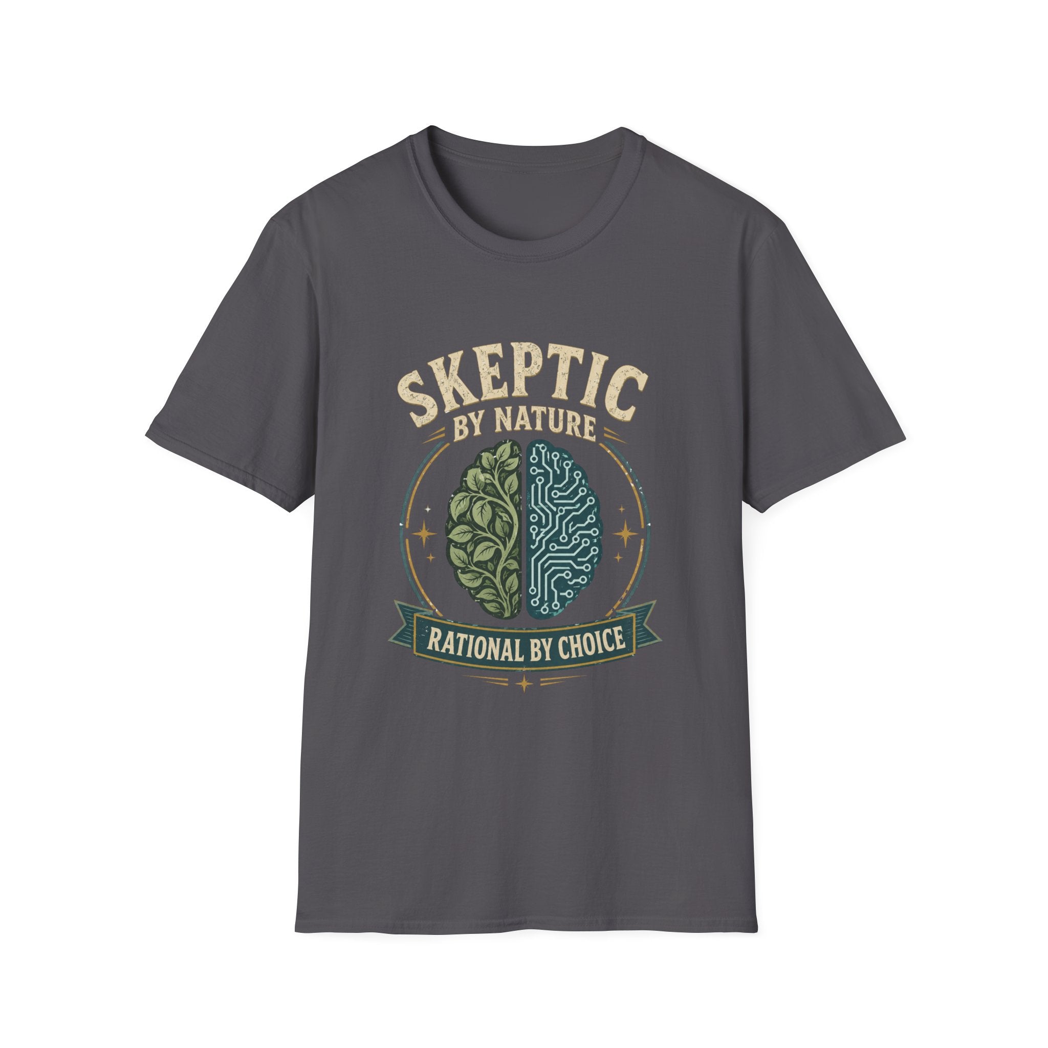 Skeptic by Nature T-Shirt — Brain Split Design ("Rational by Choice")