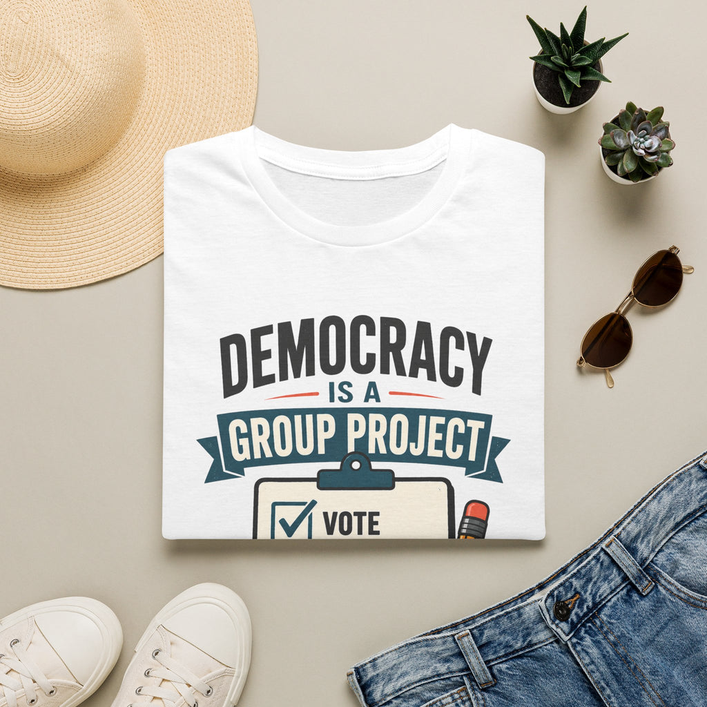Democracy Is a Group Project T-Shirt — Vote, Protect Rights & Save Earth