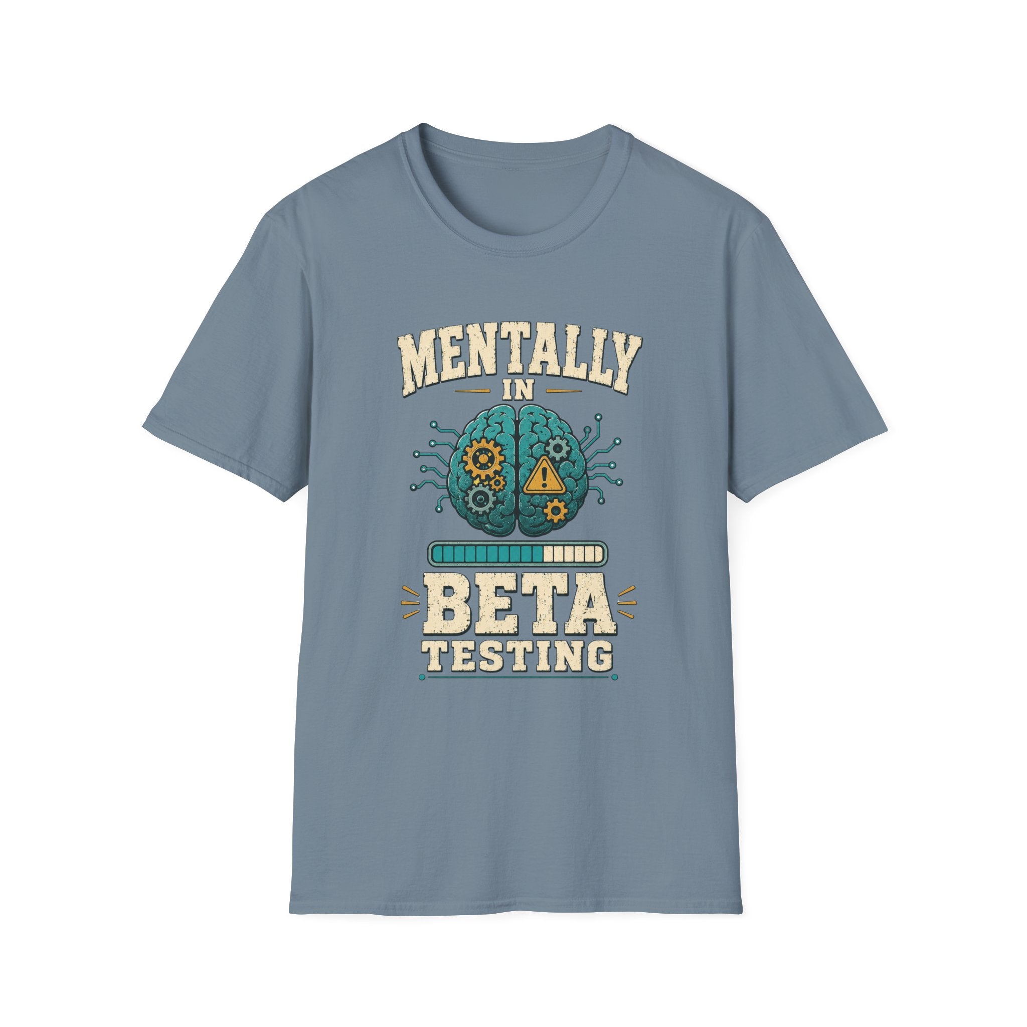 "Mentally In Beta Testing" Retro Brain Graphic Tee