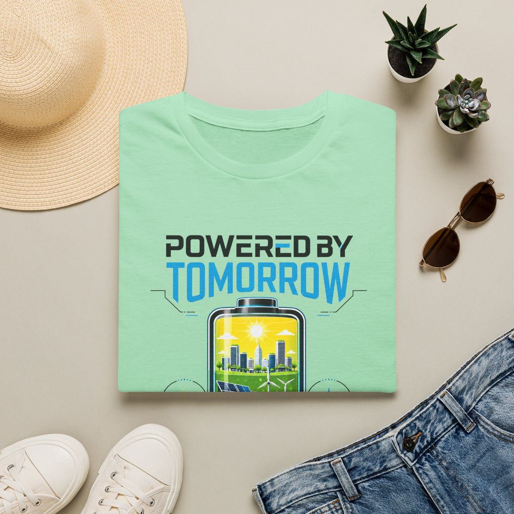 Powered By Tomorrow T‑Shirt — Eco Future Renewable Energy Graphic Tee