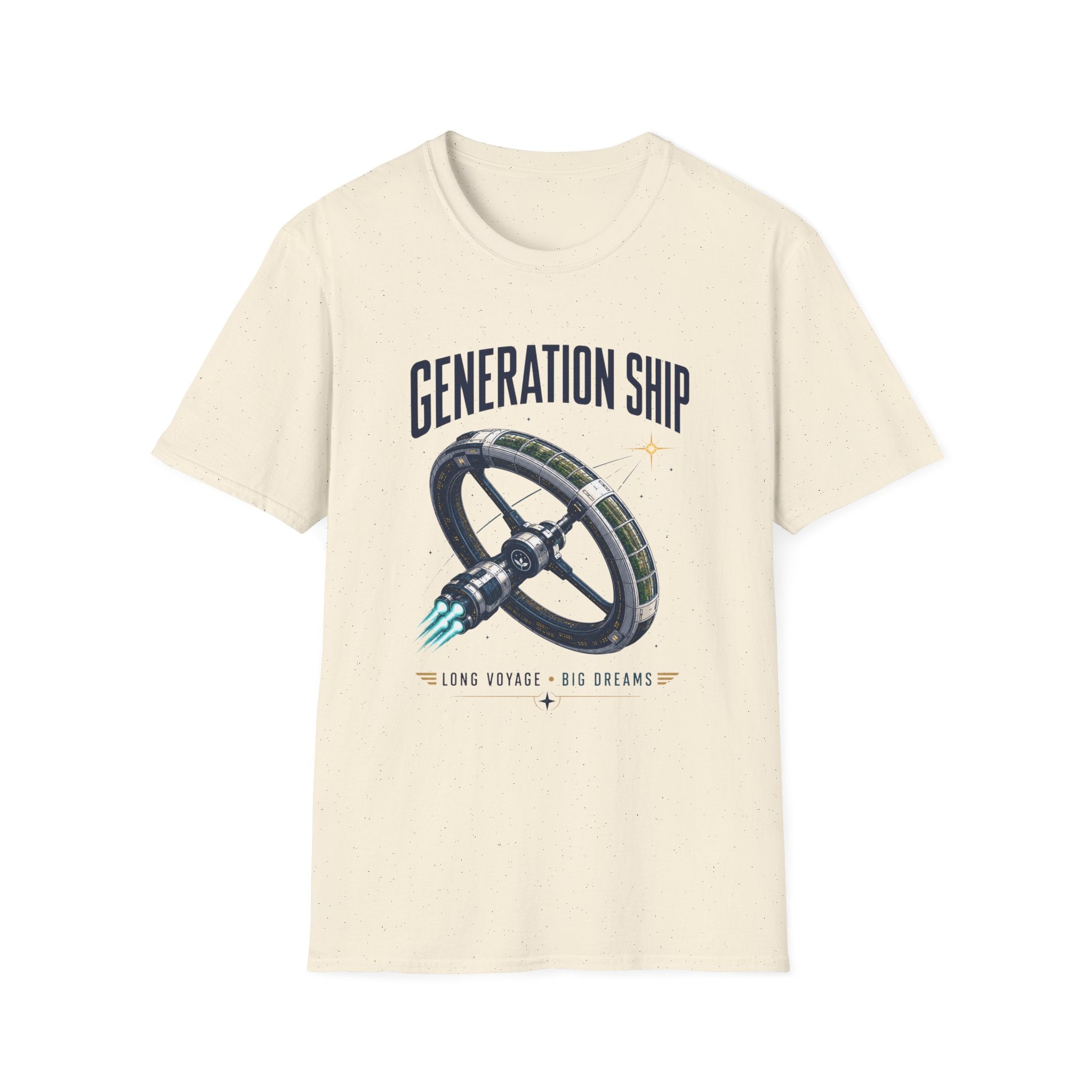 Generation Ship T-Shirt — Retro Space Wheel Sci‑Fi Tee