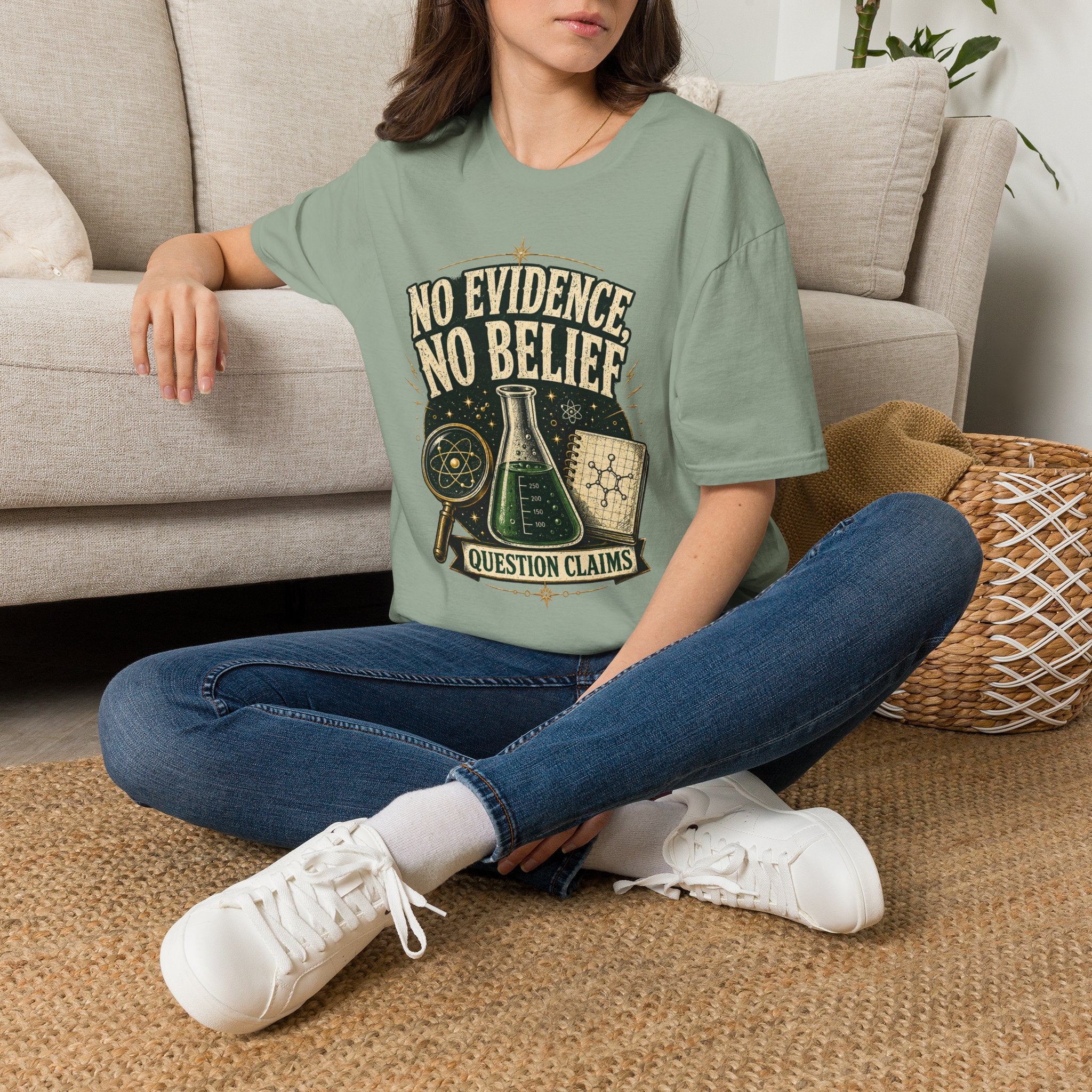 No Evidence No Belief Science T-Shirt — Question Claims Graphic Tee