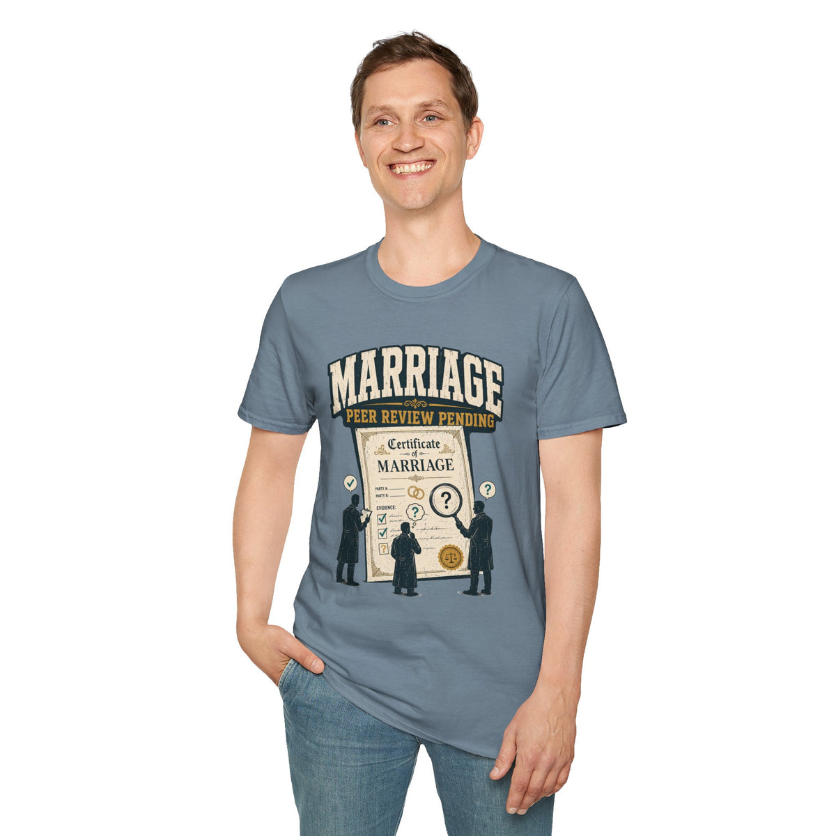 Marriage 'Peer Review Pending' T‑Shirt – Funny Engagement/Bridal Shower Tee