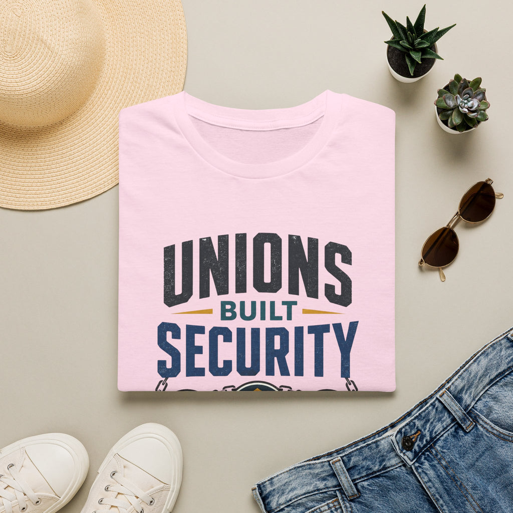 Unions Built Security T-Shirt — Labor Union Solidarity Shirt (Wages • Benefits • Dignity)