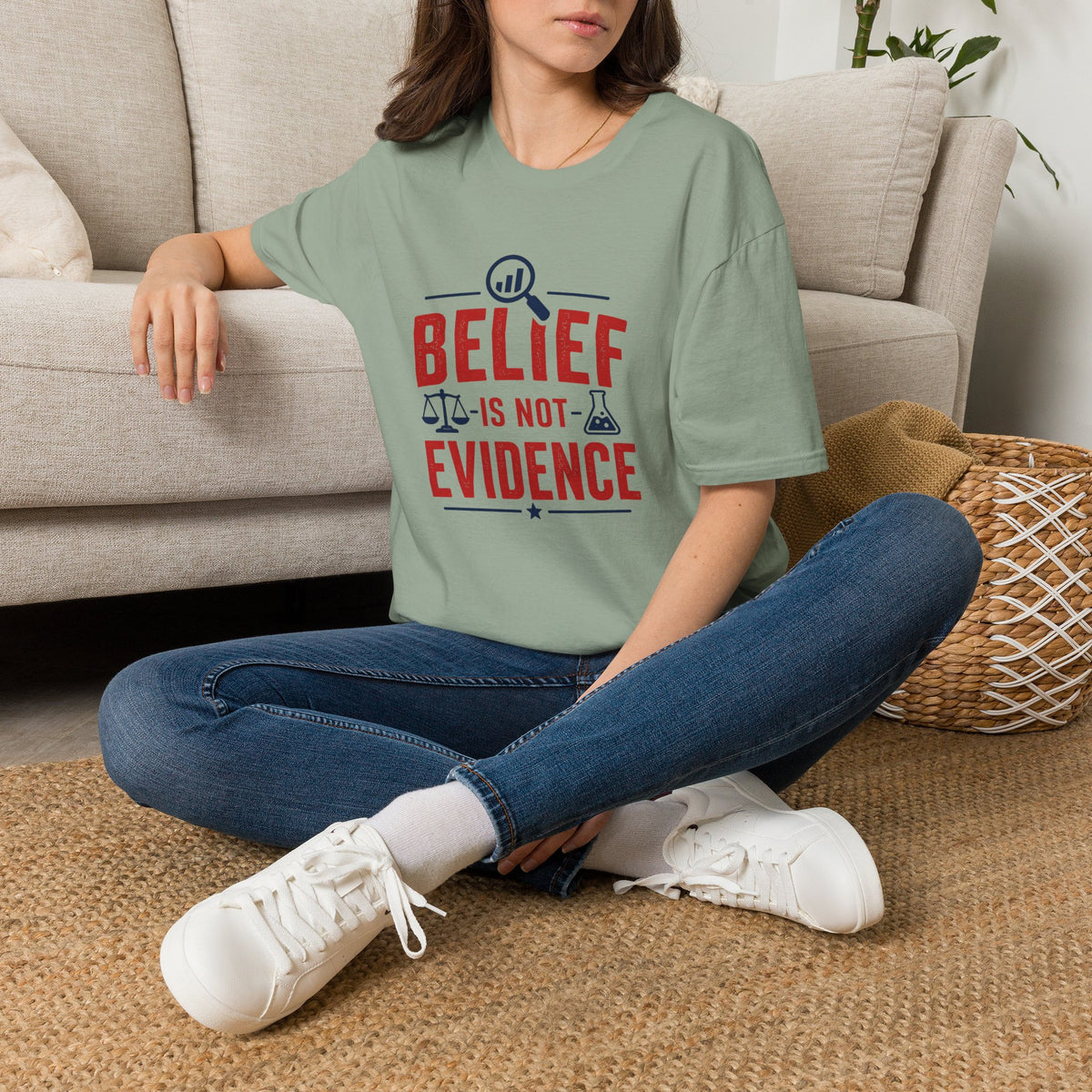 Belief Is Not Evidence T-Shirt — Skeptic Science Justice Graphic Tee