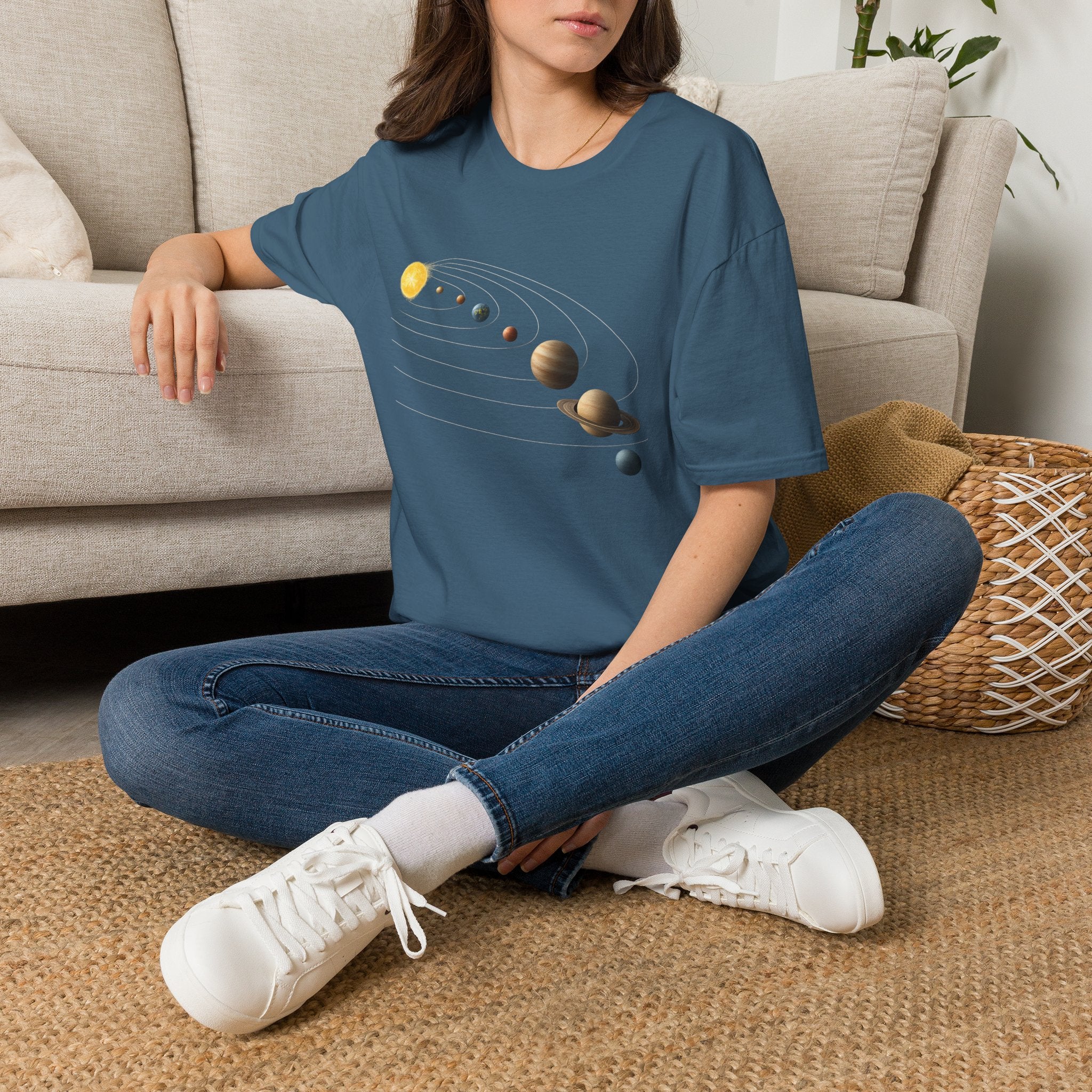 Solar System Graphic T-Shirt — Minimal Planet Lineup Tee