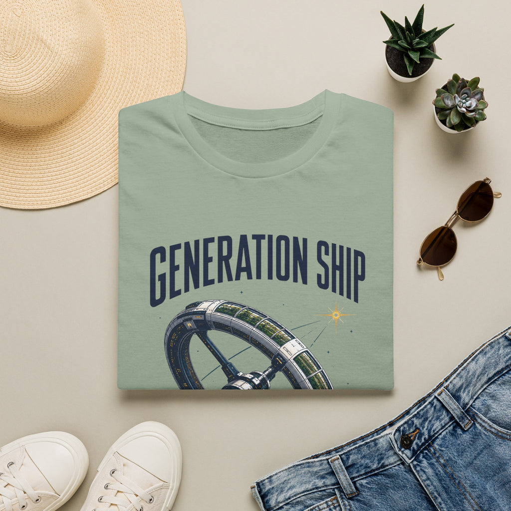 Generation Ship T-Shirt — Retro Space Wheel Sci‑Fi Tee
